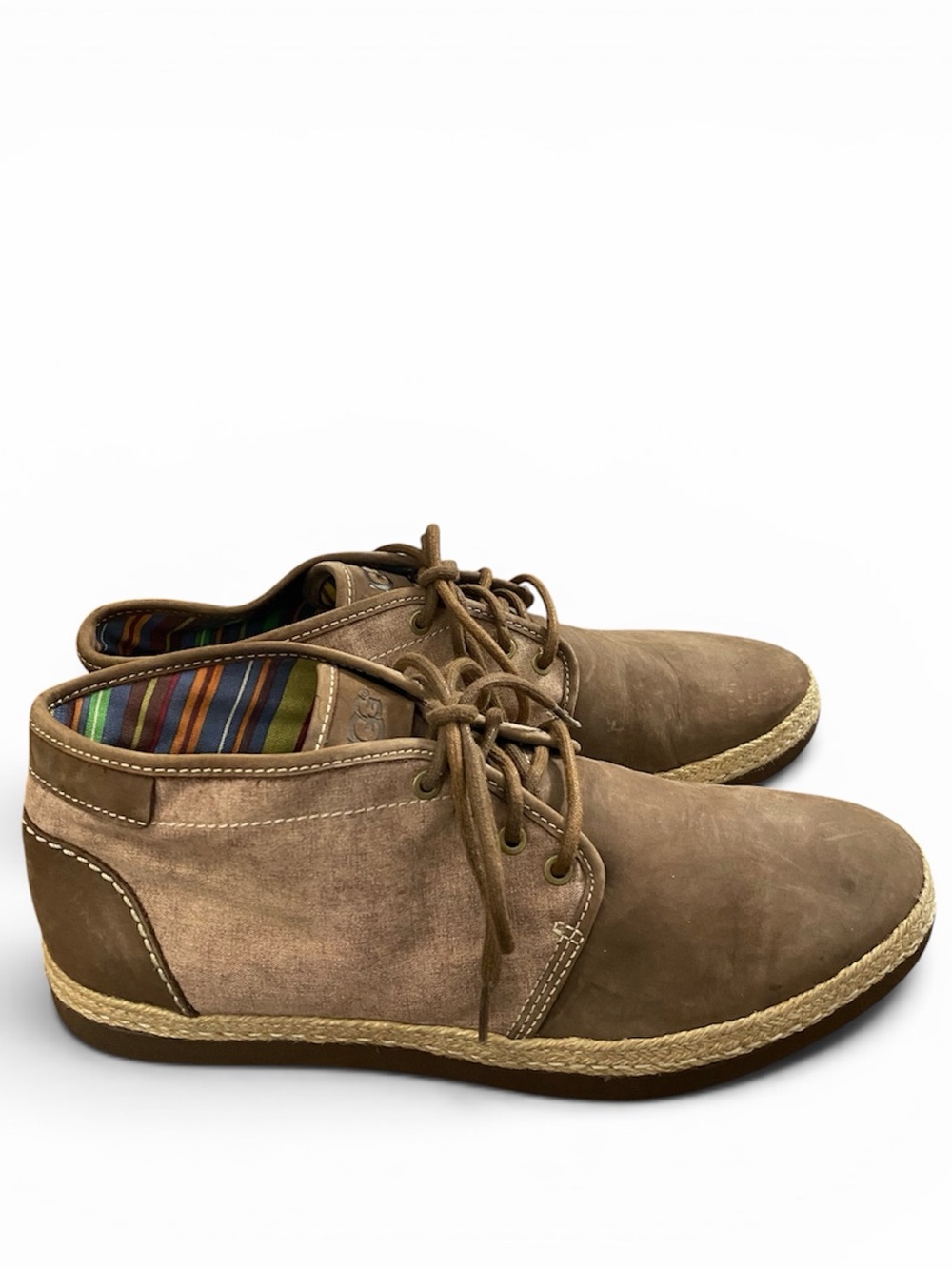 UGG Men's Taupe Suede Lace-Up Canvas Suede Chukka Boots Size 11
